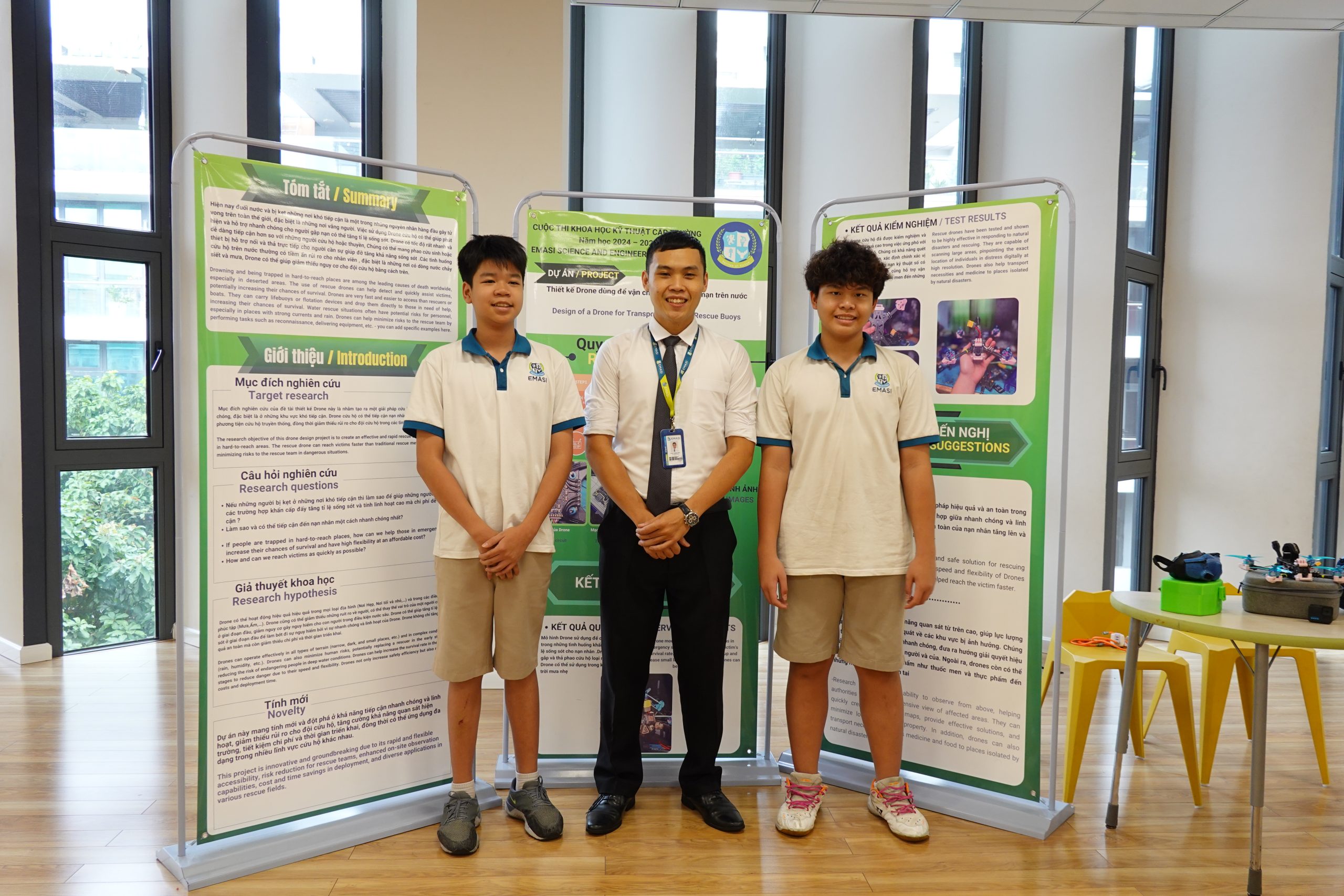 Science and Engineering Fair with their project on “Drone Design for Water Rescue Buoy Delivery “